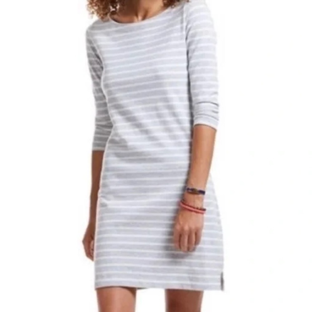 Vineyard Vines Gray and White Striped Dress